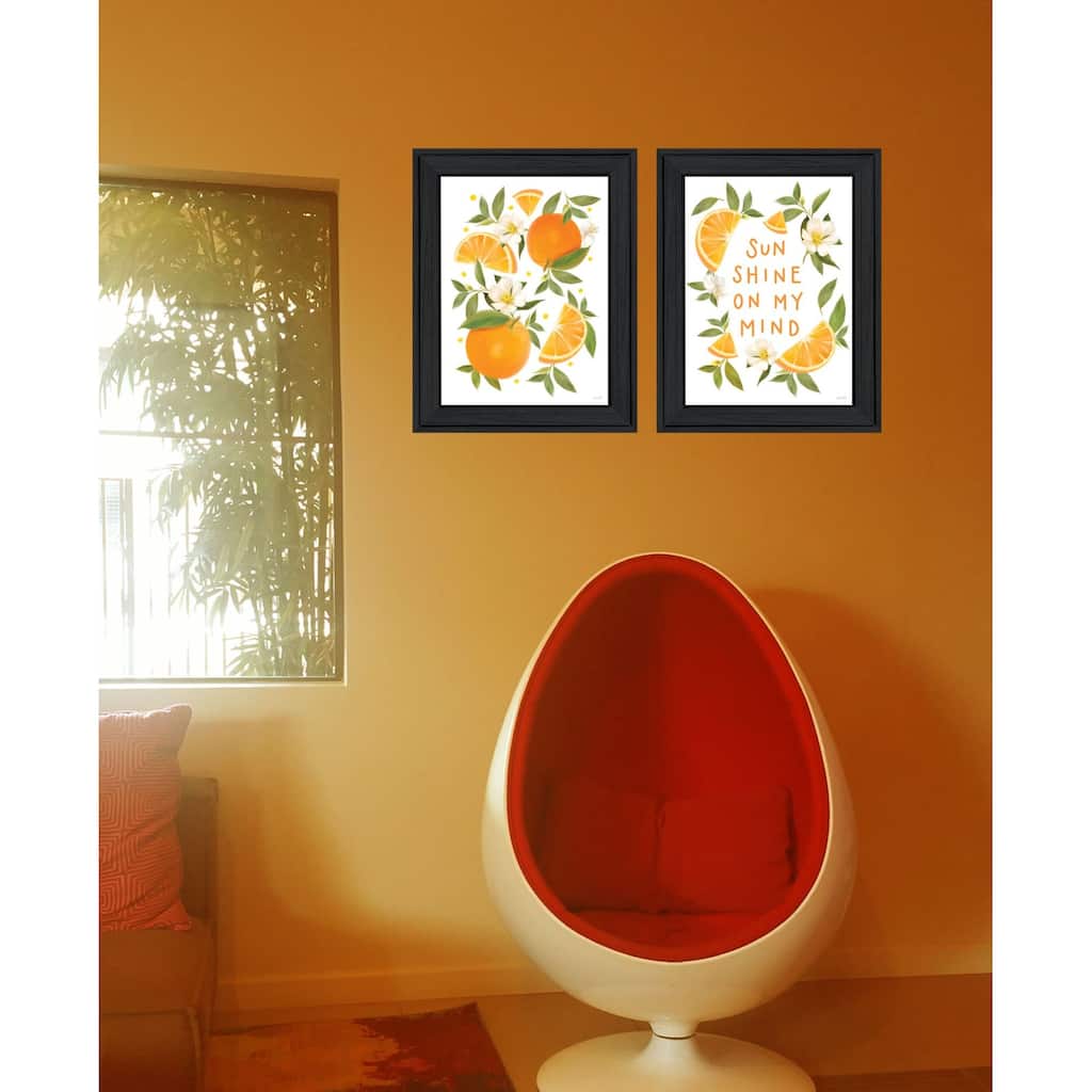 Trendy Decor 4U "Sunshine on My Mind- Oranges" Printed Framed Wall Art by House Fenway