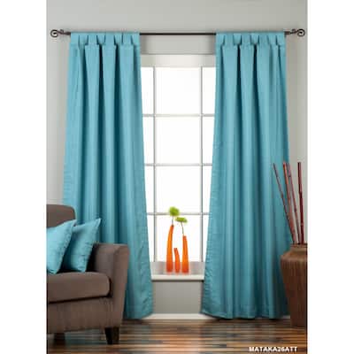 Turquoise Tab Top Matka Raw Silk Curtain / Drape / Panel - Piece