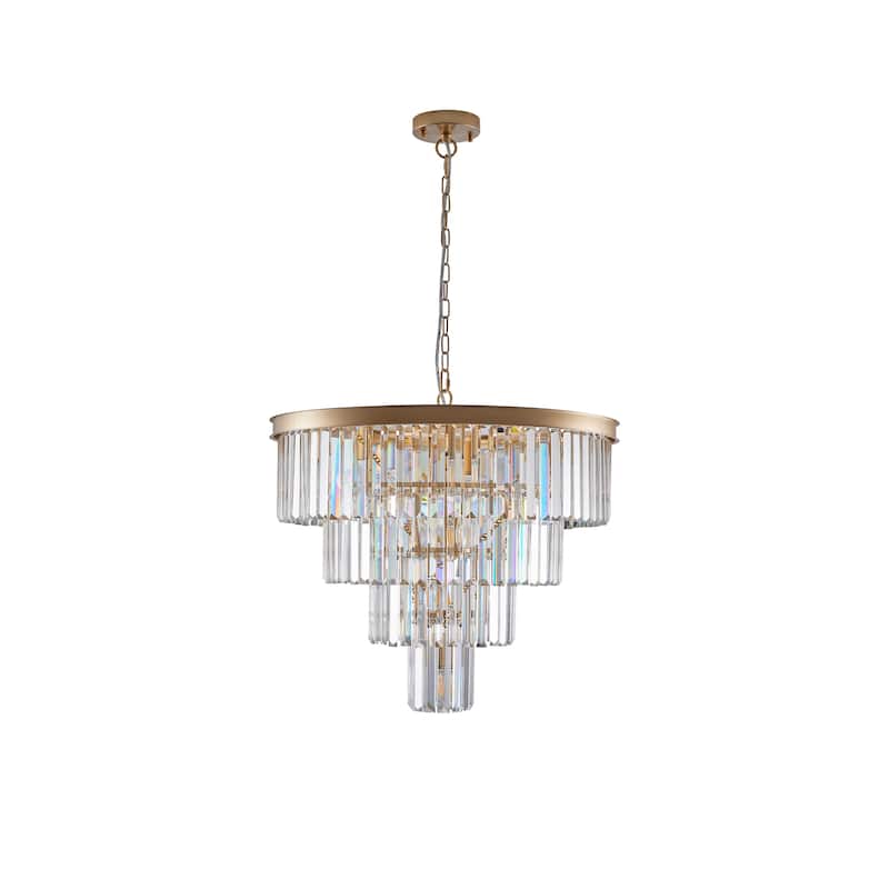 24" 4-Tier Gold Crystal Chandelier - Contemporary - Dining Living Bedroom