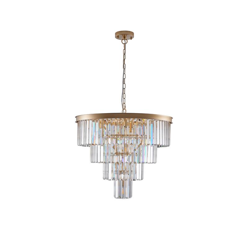 24" Contemporary Crystal Modern Chandeliers Crystal Ceiling Chandelier 4 Tier Golden Chandelier Lighting (Bulbs Not Included)