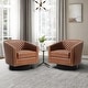 preview thumbnail 7 of 79, 2 Set Tufted PU Vegan Leather Swivel Barrel Chair with Nailheads Trim Brown
