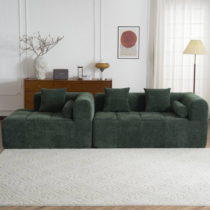 Full-Compressed Sectional Sofa with L-Shape Chaise, Modular 3 Seater Sectional Sofa, Upholstered Sofa with Side Pockets
