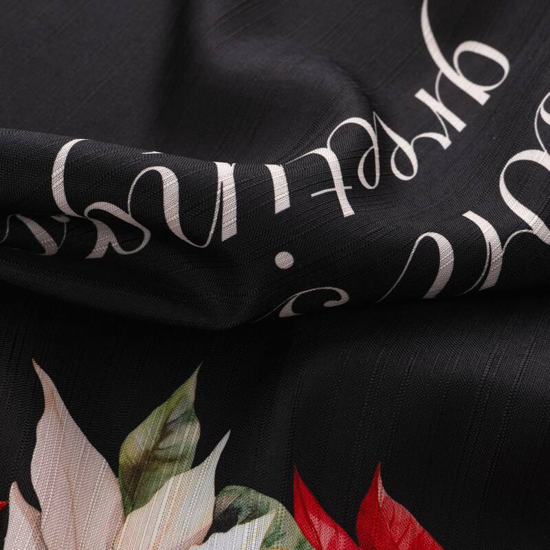 Poinsettia Season Greeting Kitchen Curtain Set