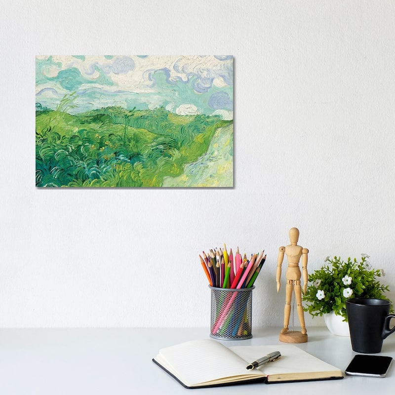 iCanvas "Green Wheat Fields, Auvers, 1890" by Vincent van Gogh Canvas Print - 8x12x0.75