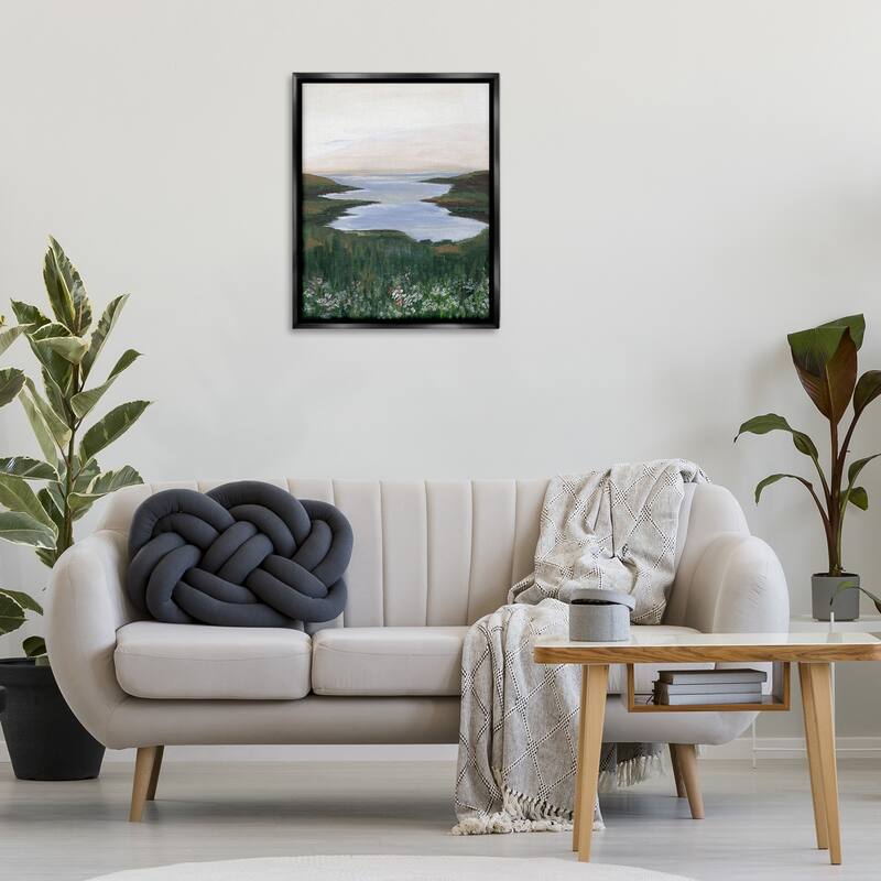 Stupell Peaceful Greenery by Lake Framed Floater Canvas Wall Art Design By Nikita Jariwala