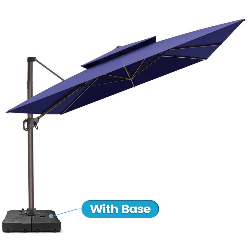 Outdoor 10FT Square Adjustable Offset Cantilever Patio Umbrella with Base