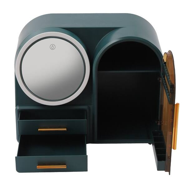 Cosmetic Makeup Jewelry Storage Case Display LED Mirror - Green