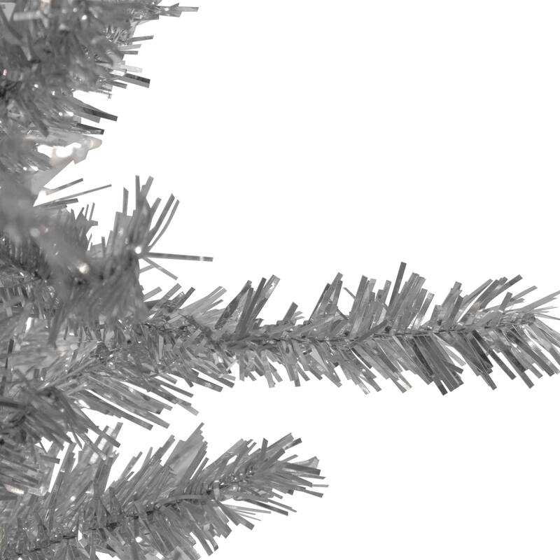 9' silver tinsel slim artificial christmas tree unlit - 9 Foot