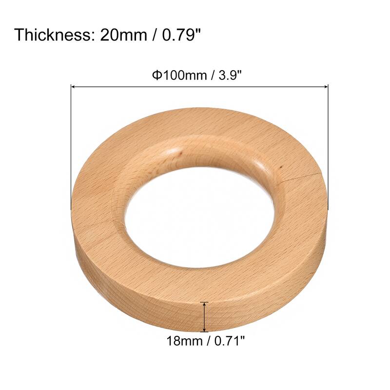 2Pcs 4Inch Wooden Rings Ring Hanger Closet Circle for Shop Scarf Pants