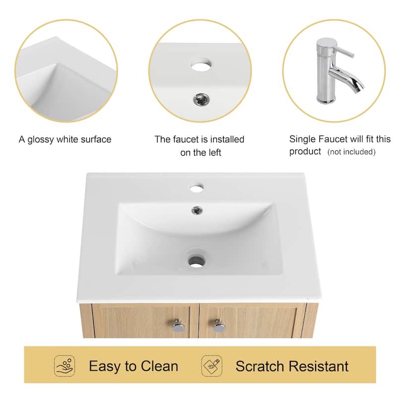 Malwee 24"/30" FreeStanding Bathroom Vanity, Floor Stand Bathroom Vanity with Sink and Soft Close Door