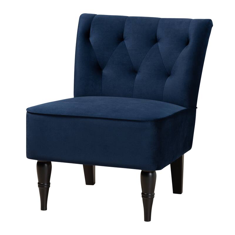 Harmon Contemporary Velvet Fabric and Black Finished Accent Chair