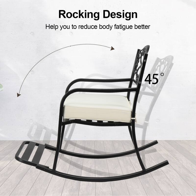 Outdoor Rocking Chair Bench with Weatherproof Cushion - 23.2" x 40.1" x 35.6"