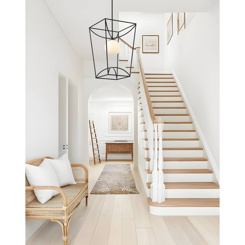 Rochefort Large 1-Light Black Globe Lantern Pendant Light