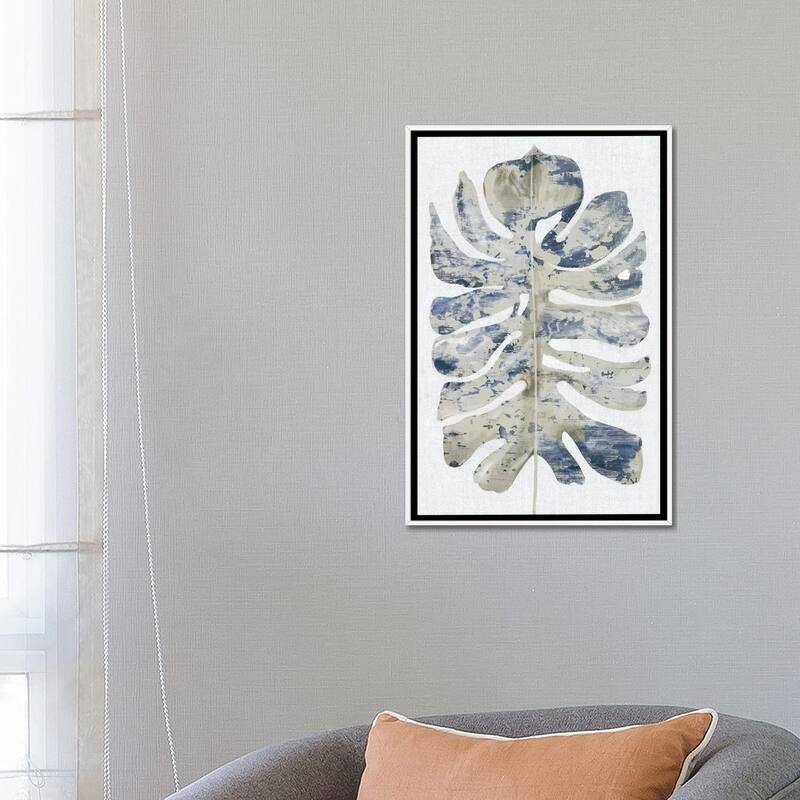 iCanvas "Large Indigo Leaf I" by Eva Watts Framed
