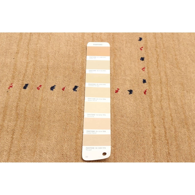 ECARPETGALLERY Hand Loomed Kashkuli Gabbeh Tan Wool Rug - 4'0 x 5'9