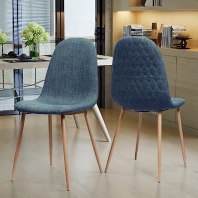 Fabric Dining Chair Set of 2 Round Back Accent Chairs Arc Lounge Chair