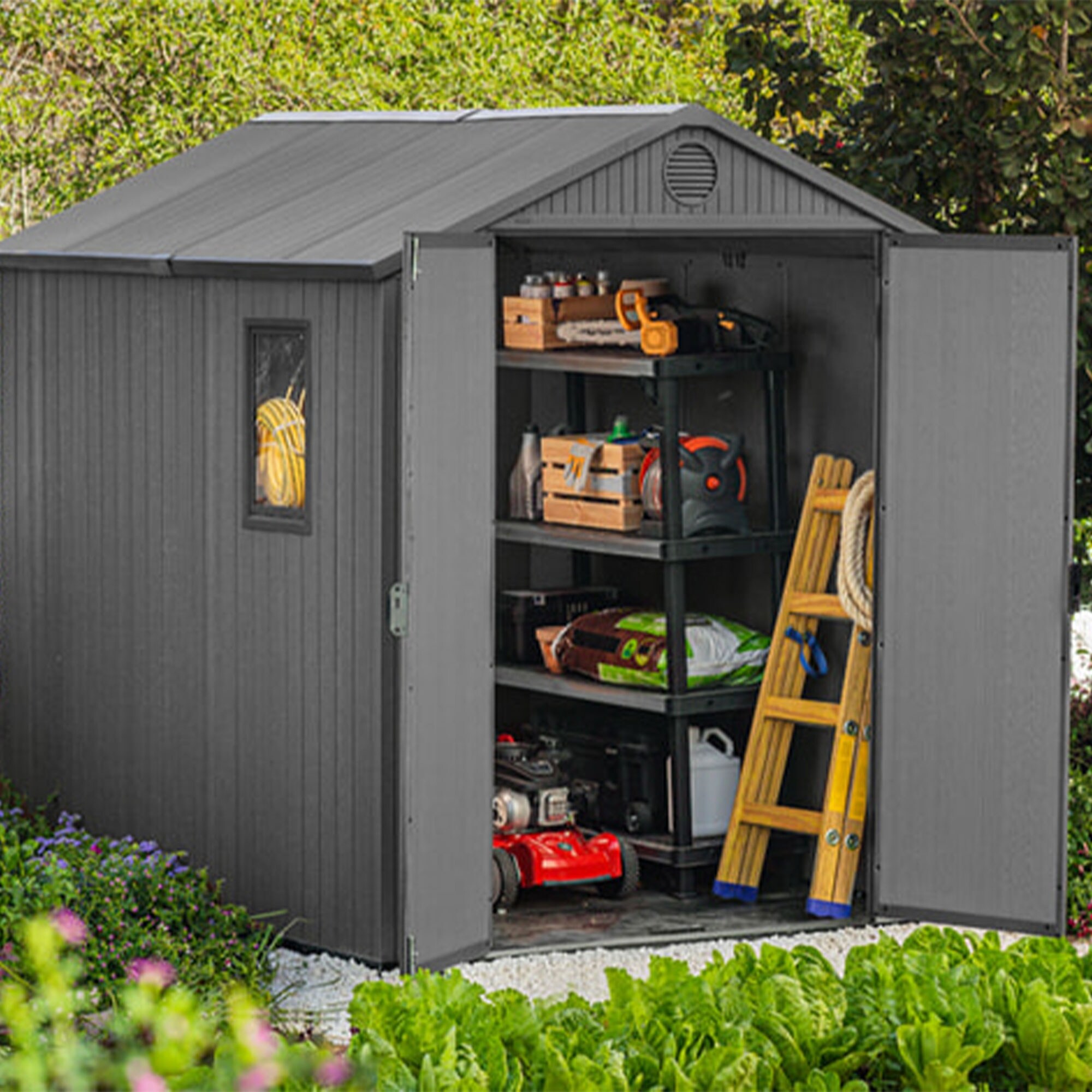 Keter Darwin 6 Foot x 8 Foot Outdoor Garden Tool Storage