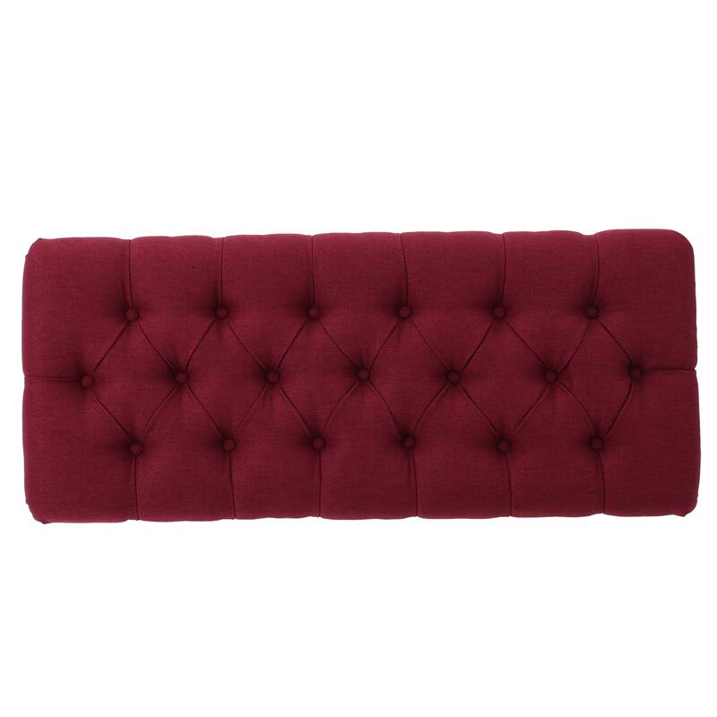 Roomfitters Tufted Upholstered Ottoman Bench with Curved Wood Legs, Entryway Accent Seat for Living Room or Bedroom