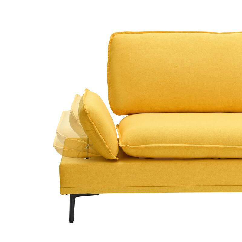 89-inch Yellow Polyester Blend Sofa for Apartment and Office
