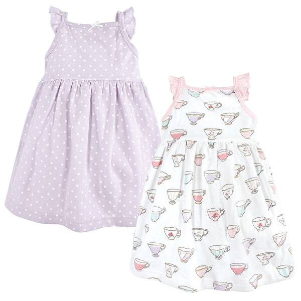 slide 1 of 1, Hudson Baby Toddler Girl Cotton Dresses, Tea Party 5T - Tea Party
