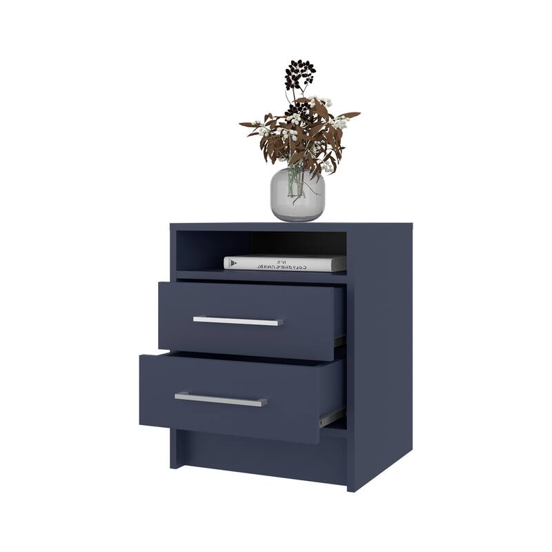 Alby Blue Nightstand with 2 Drawers and 1 Shelf, 19.9\