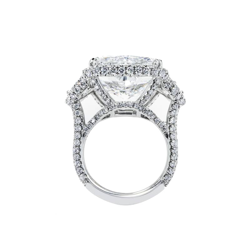 House Of Leon Platinum 20.03ct Square Radiant Triple Diamond Engagement Ring 23.13ctw GIA
