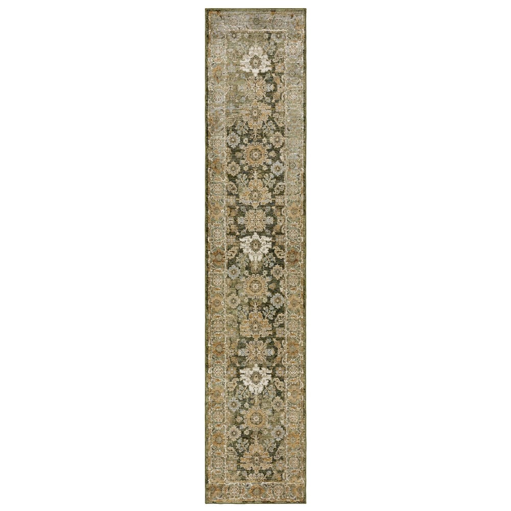 Style Haven Adalynn Bordered Traditional Green/ Gold Area Rug