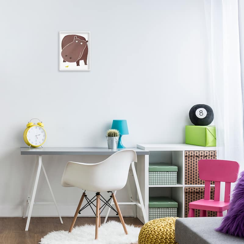 Stupell Hippo and Bird Friends Framed Giclee Art Design By Carla Daly
