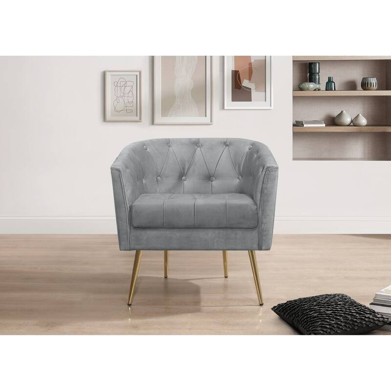 Clayfell CASSY VELVET FLARED ARM CHAIR WITH STOOL - 28.9"