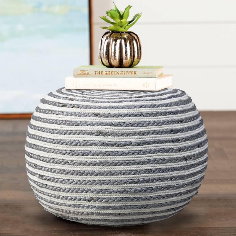 Sevita Boho Braided Jute Pouf Ottoman ( 14" x 20" )