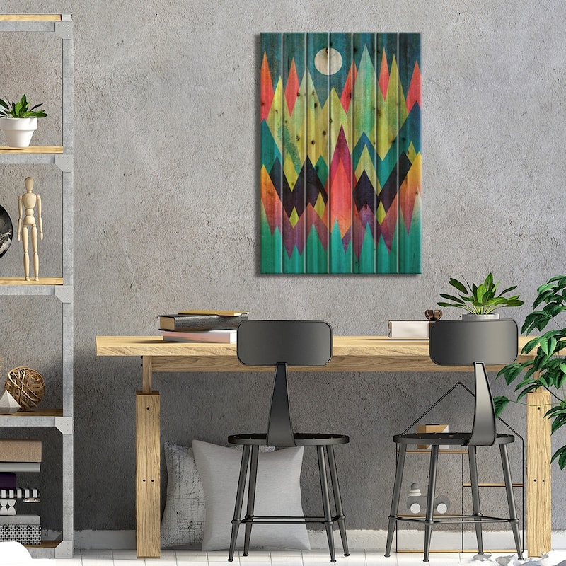 Land Of Northern Lights Print On Wood by Elisabeth Fredriksson - Multi-Color