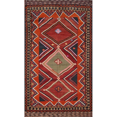 Vegetable Dye Kilim Qashqai Persian Rug Hand-Woven Tribal Wool Carpet - 4'3"x 7'10"