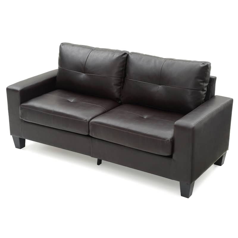 Square Arm Faux Leather Tufted Straight Sofa - 71" - Dark Brown