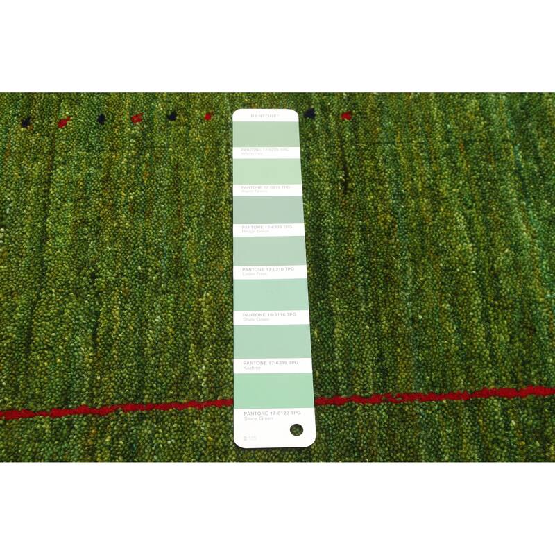 ECARPETGALLERY Hand Loomed Kashkuli Gabbeh Green Wool Rug - 5'0 x 7'10