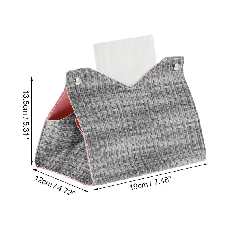 1Pcs Durable Woven Pattern Tissue Box Cover for Living Room Table Desk - Black Gray