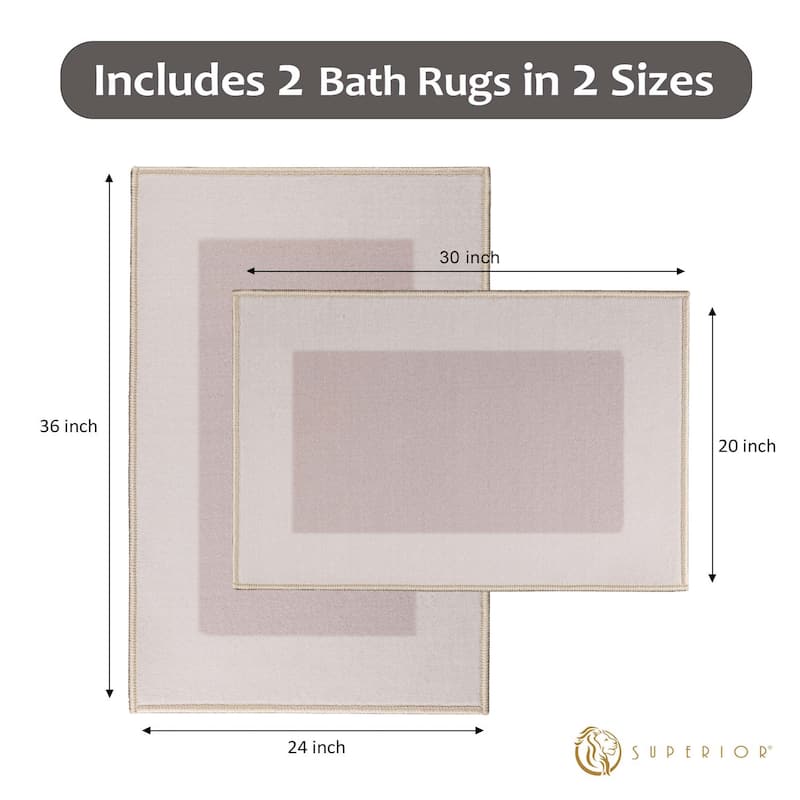 Modern Washable Non-Slip Backing 2 Piece Kitchen Rug Set by Superior