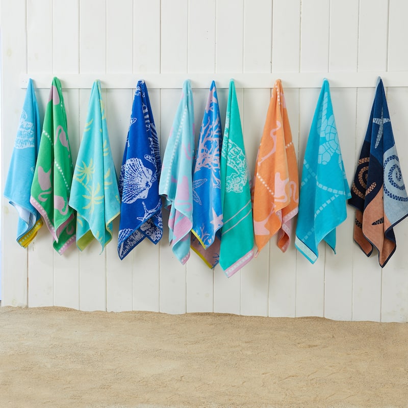 Linery & Co. 100% Cotton Jacquard 2 Pack Summer Beach Towels