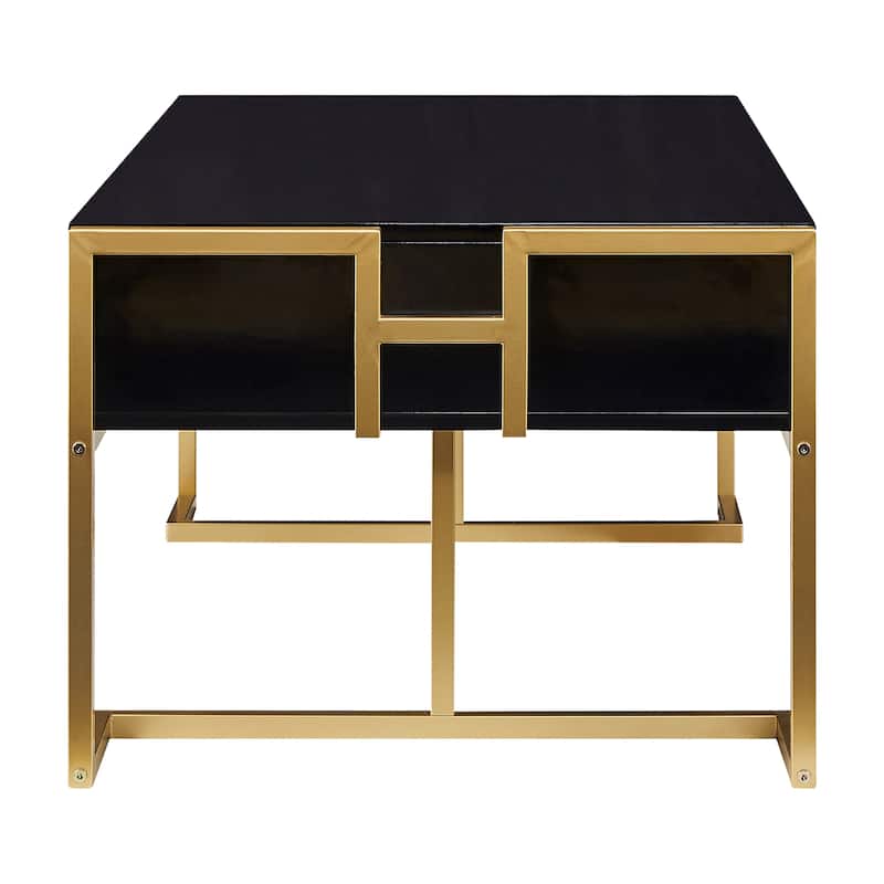 Modern Rectangular Coffee Table with 4 Drawers and Gold Base in 47.3"