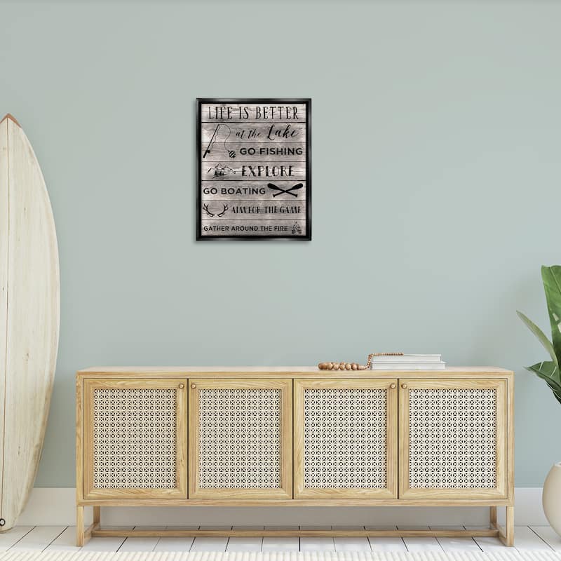 Stupell Lake Activities & Phrases Framed Floater Canvas Wall Art Design By CAD Designs