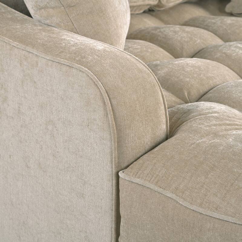 55" Modern Chaise Lounge Sofa Bed Upholstered Sofa Couch with Seat and Detachable Pillows for Living Room