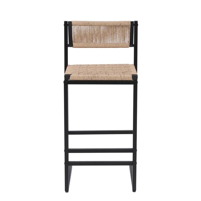 Paper Rope Weave Dining Chairs Counter Height Barstool Set of 2