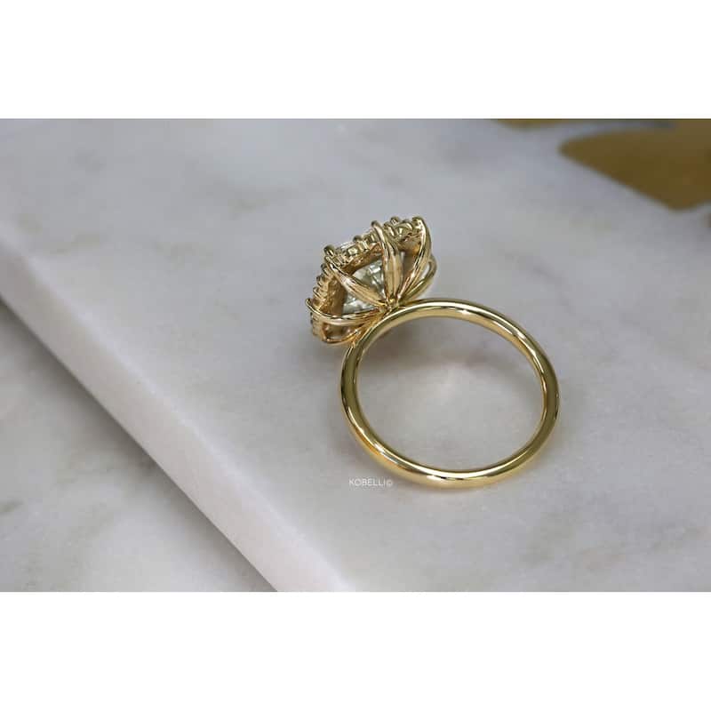 Kobelli August Collection 4.73 Carats Natural Diamond EGL Certified 14k Solid Yellow Gold Rococo Halo Rocaille Ring (K/SI1)