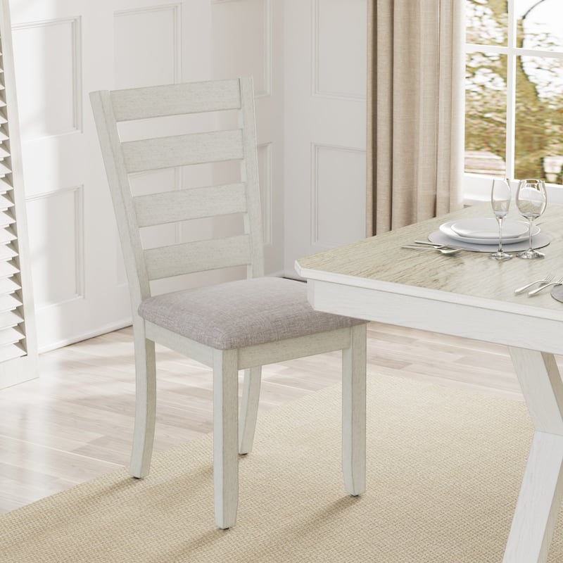 VECELO Solid Wood Dining Chairs Set of 2/4/6 with Linen Fabric Seating