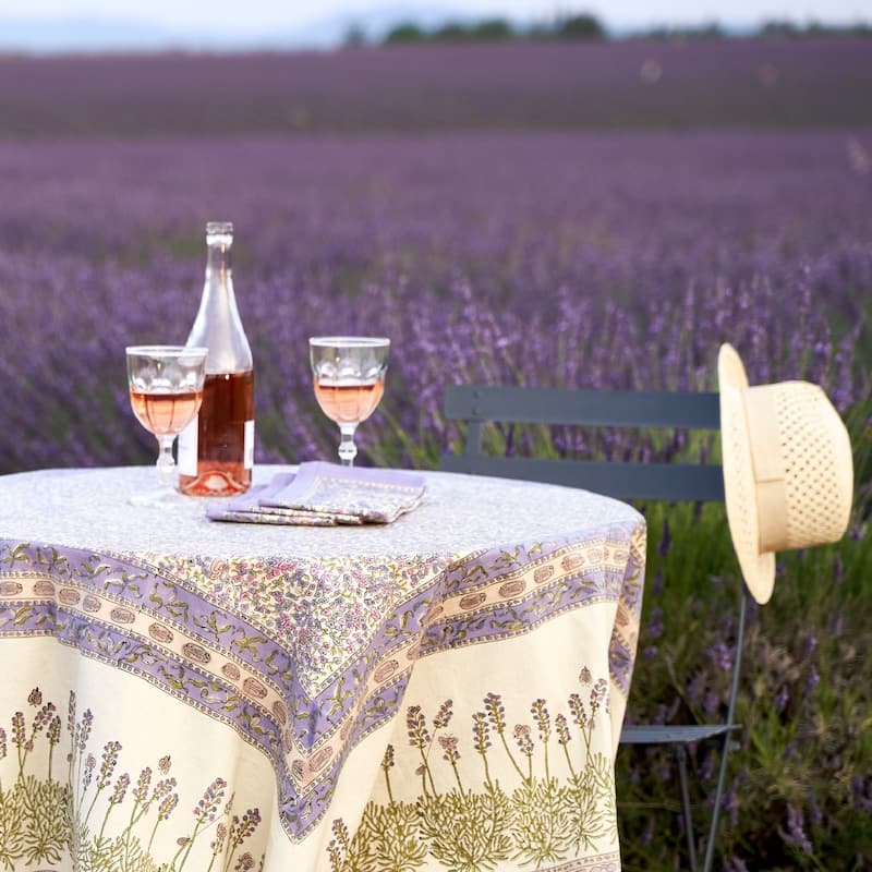 Couleur Nature Handmade Lavender Square Cotton Tablecloth