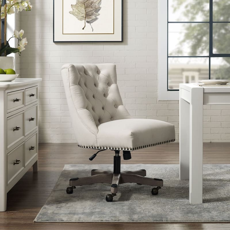 Solid Adjustable Plush Tufted Office Chair - 41.5" - Beige and Gray
