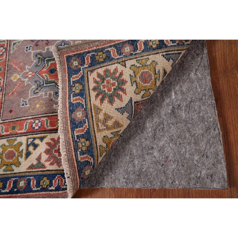 Geometric Brown Kazak Foyer Rug Hand-Knotted Wool Carpet - 2'9" x 4'1"