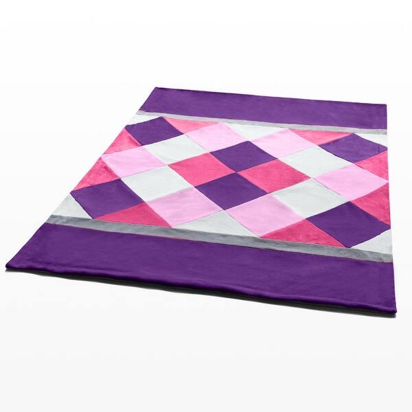 Plaids Sweet Days Soft Coral Fleece Patchwork Throw Blanket (59 by 78