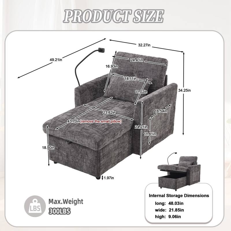 Multifunctional Lazy Person Sofa Recliner can be Stored Storage Backrest with Cell Phone Bracket Single Leisure Chair