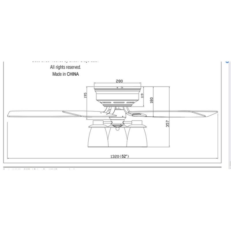 52" Low Profile White Flush Mount Ceiling Fan with Light Kit and Remote