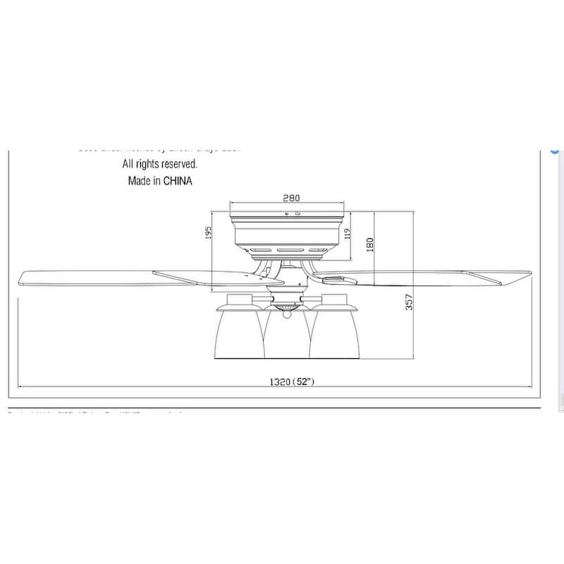 52 in. Indoor Chrome Downrod Mount Chandelier Ceiling Fan With Light and Remote Control